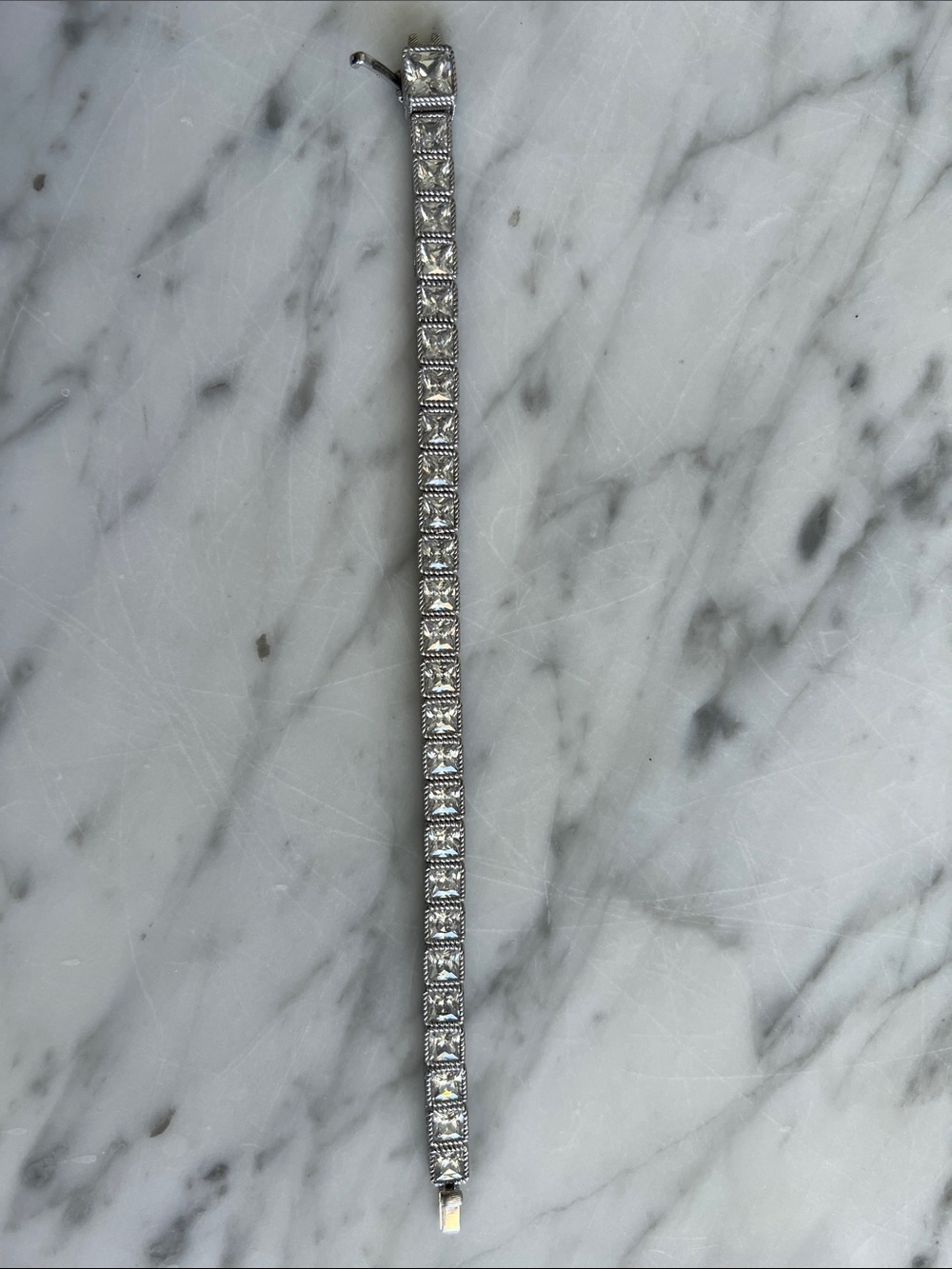 Judith Ripka Silver Square-Cut Crystal Bracelet - Free Shipping!